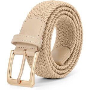 Women Braided Woven Elastic Stretch Web Belt Casual Belt for Pants Jeans